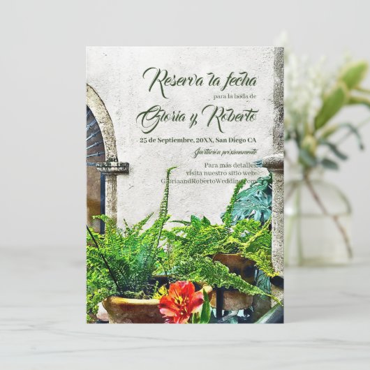 Invitation Espagnol, Hacienda Patio Mariage mexicain (Debout devant)