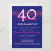 Invitation Espagnol Hot rose Chic Womens 40e anniversaire (Devant)