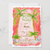 Invitation Espagnol, Mariage à l'aquarelle tropicale Enregist (Devant)