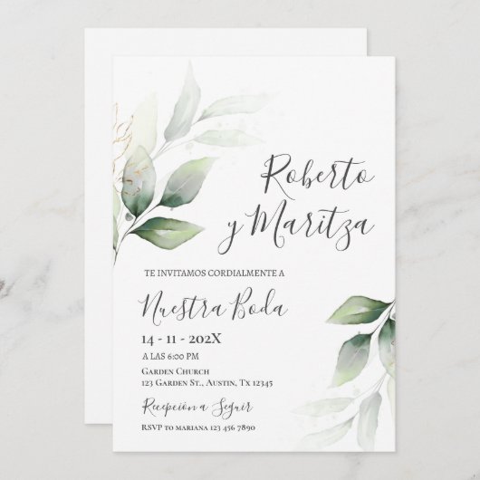 Invitation Espagnol Mariage de verdure (Devant / Derrière)