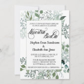 Invitation Espagnol Mariage vert Feuilles Nuestra Boda (Devant)