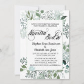 Invitation Espagnol Mariage vert Foliage Nuestra Boda (Devant)