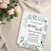 Invitation Espagnol Mariage vert Foliage Nuestra Boda
