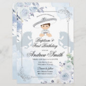 Invitation Espagnol Mexicain Argent Charro Baptême & Annivers (Devant / Derrière)