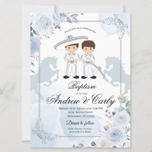 Invitation Espagnol Mexicain Twin Charro Baptême