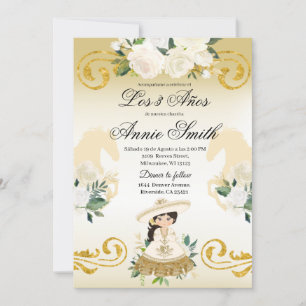 Invitation Espagnol Mexicaine 3 años Gold Girl Charra