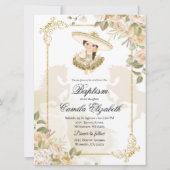 Invitation Espagnol Mexicaine Gold Girl Charra Baptême (Devant)