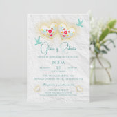Invitation Espagnol, Mexicaine Pastel Coeurs Fleurs Doves (Debout devant)
