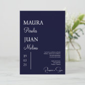 Invitation Espagnol minimaliste bleu foncé (Debout devant)