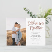Invitation Espagnol moderne Celebra con Nosotros Mariage phot (Debout devant)