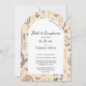 Invitation Espagnol N'importe quel âge Boho Fleur sauvage fêt (Devant)