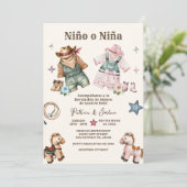 Invitation Espagnol Nino o Nina Cowboy Révélation de genre (Debout devant)