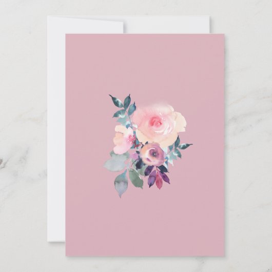 Invitation Espagnol Nuestra Boda flores pintadas rosada morad (Dos)