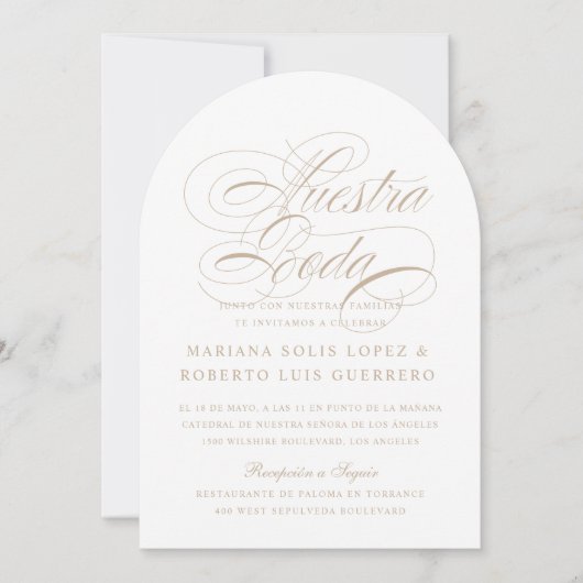 Invitation Espagnol Nuestra Boda Tan Arch Mariage (Devant)