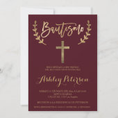 Invitation Espagnol Or bordeaux rouge élégant script baptême (Devant)