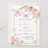 Invitation Espagnol Peony Floral Butterfly Girl Bautizo (Devant)