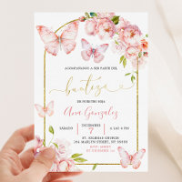 Espagnol Peony Floral Butterfly Girl Bautizo
