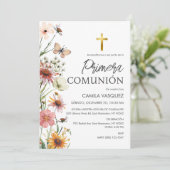 Invitation Espagnol Primera Comunion fille mignonne première  (Debout devant)