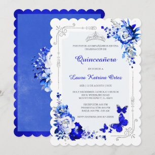 Invitation Espagnol Quince Royal Silver