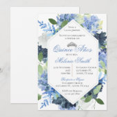 Invitation Espagnol Quinceanera Bleu Floral (Devant / Derrière)