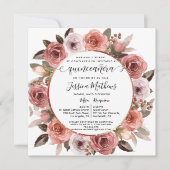 Invitation Espagnol, Quinceanera Blush Floral Rose Or Floral (Devant)