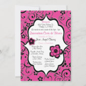 Invitation Espagnol Quinceañera de rose et de noir (Dos)