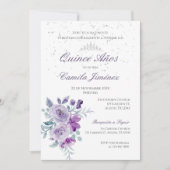 Invitation Espagnol Quinceanera florale violette i (Devant)