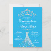 Invitation Espagnol Quinceañera Mis Quince bleu turquoise (Devant)