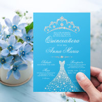 Espagnol Quinceañera Mis Quince bleu turquoise