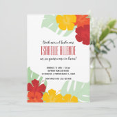Invitation ESPAGNOL quinceañera TROPICAL LUAU rouge floral (Debout devant)