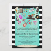 Invitation Espagnol Rock n Rouleau Turquoise bébé garçon douc (Devant)