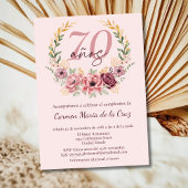 Invitation Espagnol rose élégant Floral 70e fête d'anniversai