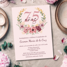 Espagnol rose élégant Floral 75e fête d'anniversai