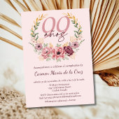Invitation Espagnol rose élégant Floral 99e fête d'anniversai