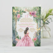 Invitation Espagnol Rosée Rose Princesse Forêt de robe 15 Año (Debout devant)