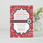 Invitation Espagnol rouge et noir Quinceañera (Debout devant)