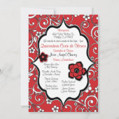 Invitation Espagnol rouge et noir Quinceañera (Dos)