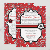 Invitation Espagnol rouge et noir Quinceañera (Devant / Derrière)