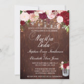 Invitation Espagnol Russe Bois Bourgogne Blush Mason Jar (Devant)