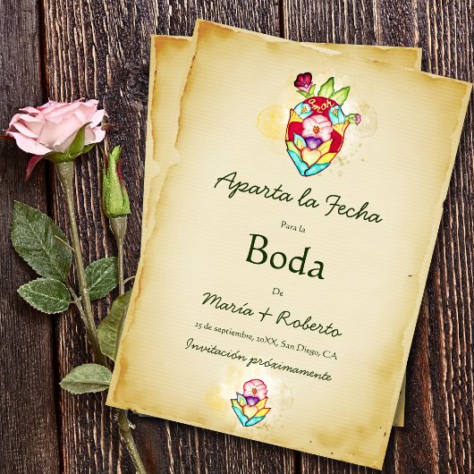 Invitation Espagnol Rustique Coeur Mariage Mexicain Enregistr