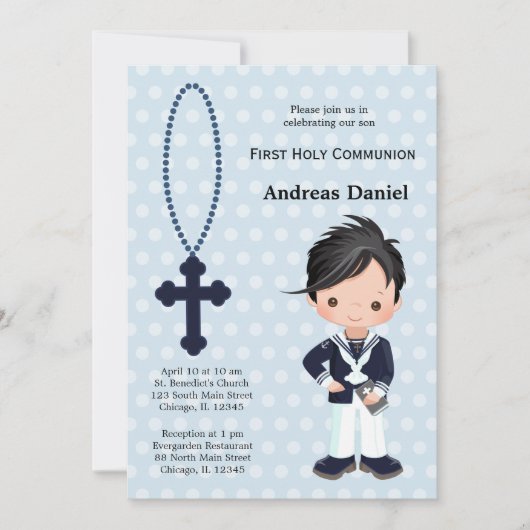 Invitation Espagnol Sailor First Communion garçon (Devant)