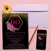 Invitation Espagnol Sophistiqué rose noire 60e anniversaire