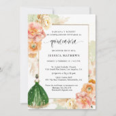 Invitation Espagnol, Vert clair élégant Floral Quinceañera (Devant)