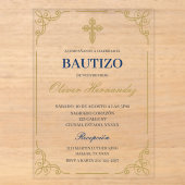 Invitation espagnole de baptême florale bleue (Recto)