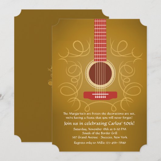 Invitation espagnole de guitare (Devant / Derrière)