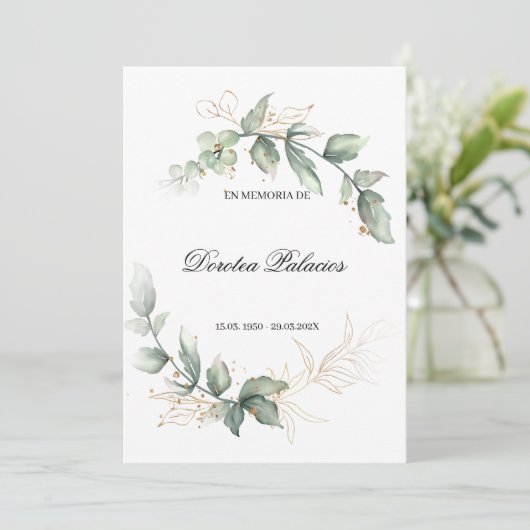 Invitation espagnole nécrologie verte (Debout devant)
