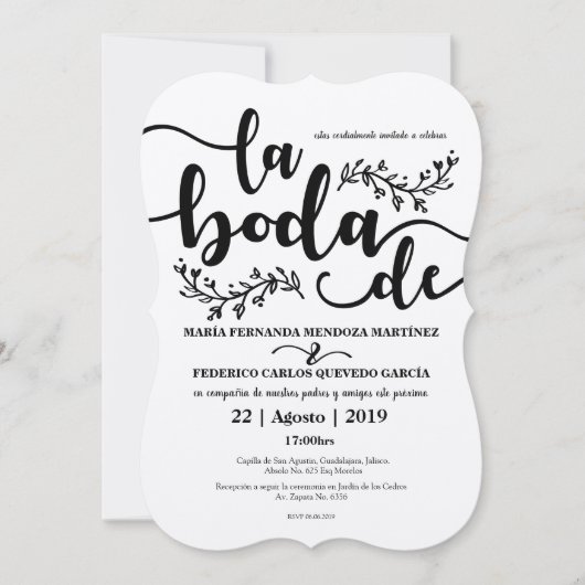 Invitation espagnole rustique modifiable (Devant)