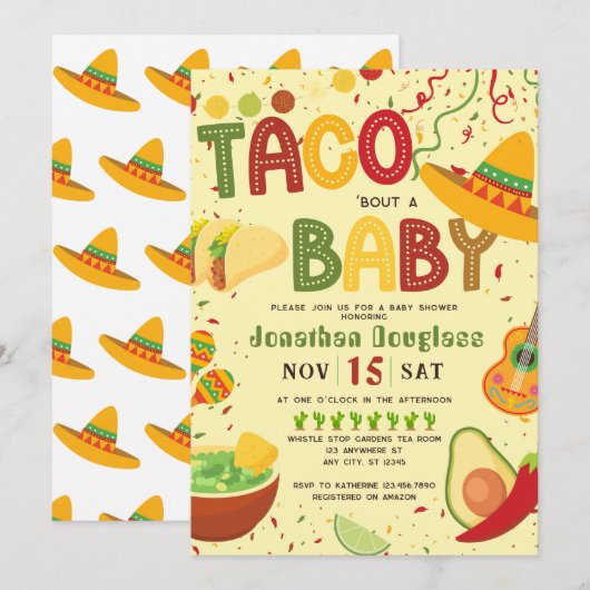 Invitation espagnole Taco à propos de bébé (Devant / Derrière)
