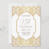 Invitation Espanol Invitación Boda Elegant Blanc Or Ornate (Devant)
