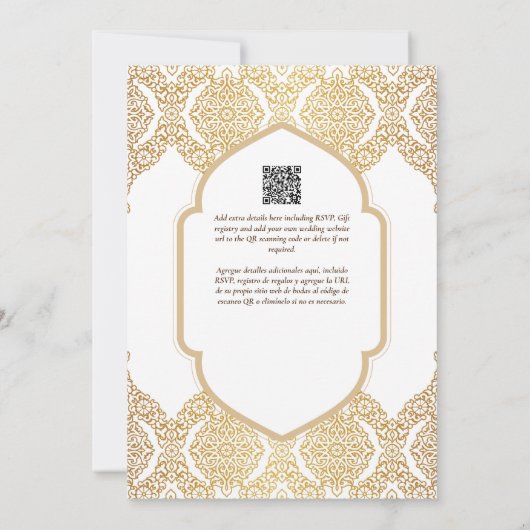 Invitation Espanol Invitación Boda Elegant Blanc Or Ornate (Dos)